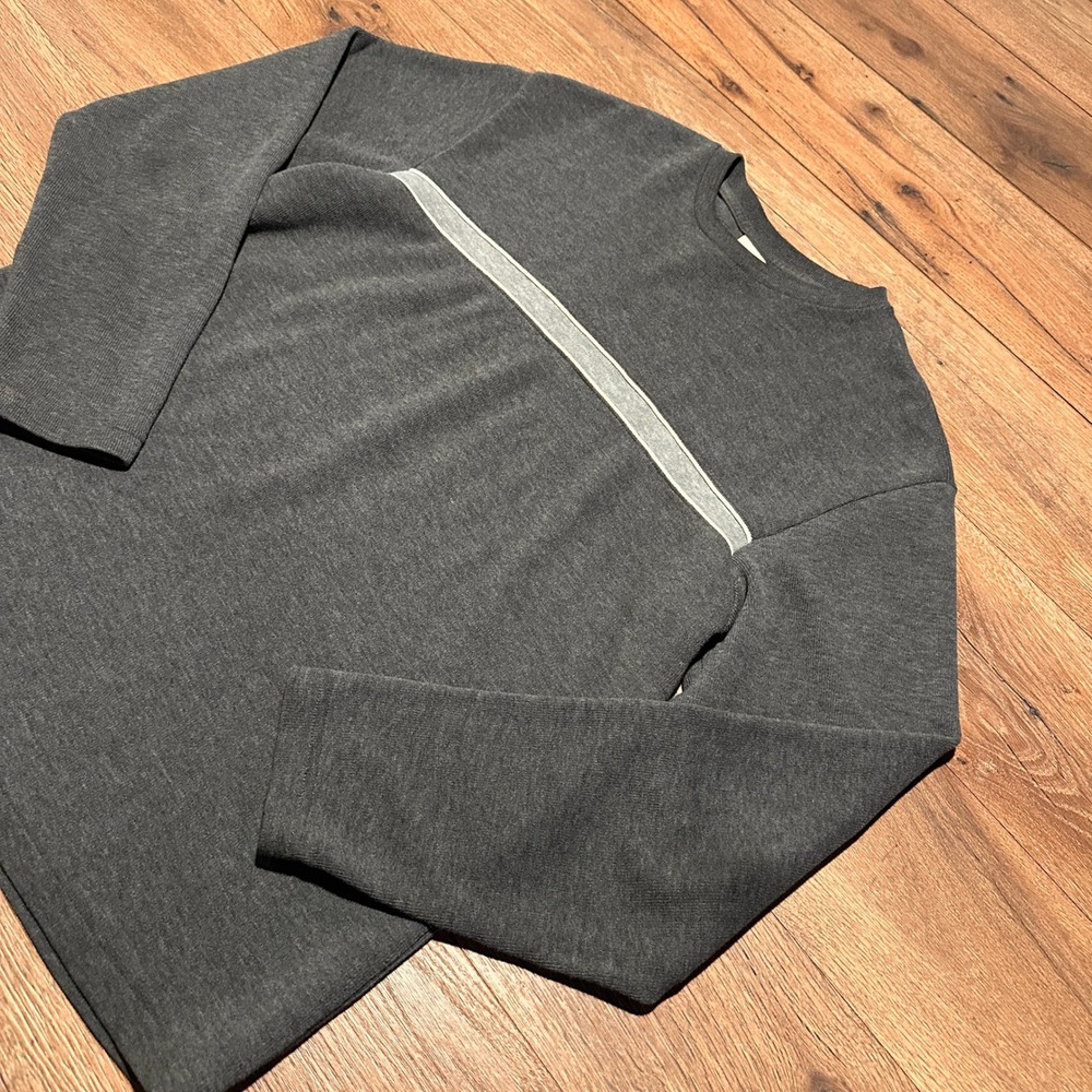 Old Navy Gray Striped Long Sleeve Crewneck Shirt Mens Large